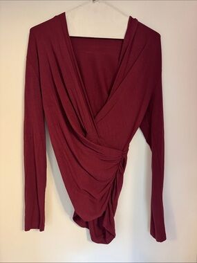 MM LaFleur Women's Draped Wrap Knit Long-Sleeve Top - Burgundy